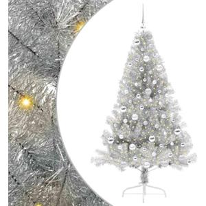 vidaXL Albero di Natale artificiale con luci integrate Argento 180 cm, Albero di Natale Moderno a Forma di Cono, Illuminazione Festiva USB, Display LED, Decorazione Stagionale per Soggiorno e Giardino