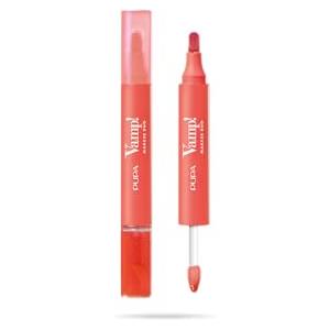 Pupa Rossetto + Gloss Labbra Vamp! Marker Duo, con Acido Ialuronico - 3 in 1 Definisce, Colora e Riempie, Contouring Labbra - Disponibile in 9 Varianti Colore (009 Jelly Coral)