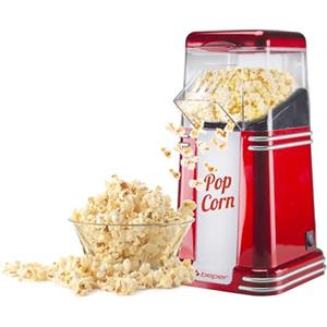 BEPER 90.590Y Macchina per Popcorn, Popcorn in 3 Minuti, 1200 W, Circolazione di Aria Calda, Rosso