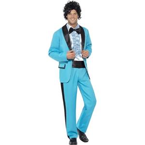 Smiffys Costume Uomo Anni '80 Ballo Della Scuola, Blu, con Giacca, Pantaloni e Camicia da Smoking Halloween