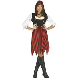 FIESTAS GUIRCA | Costume da Pirata d'Oltremare per Donna (36-38/S) - Camicia, Fascia per Capelli, Corsetto e Gonna - Costumi da Corsara e Bucaniera per Halloween, Carnevale e Feste in Maschera