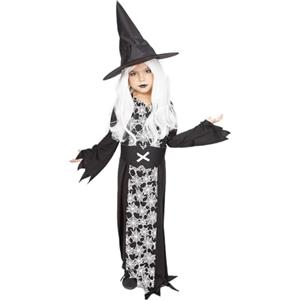 Rubie's Rubies Costume Strega Ragnatela Fluorescente per bambino e bambina, Vestito, cappello e cintura, Licenza Ufficiale, Witches, Stregas bambini per Halloween, Feste e Cosplay