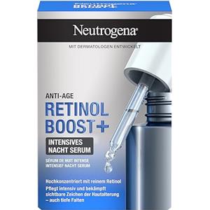 Neutrogena Retinol Boost+ siero intensivo notturno (30 ml), siero anti-età altamente concentrato con retinolo per pelli più giovani e sane