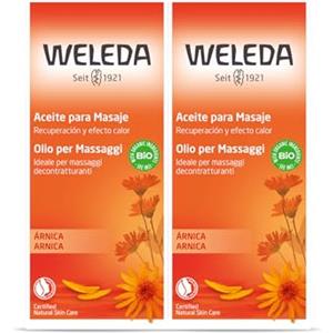 Weleda Bipack Arnica Olio per Massaggi decontratturanti per trattamenti di contratture e tensioni muscolari da fatica e stress, ottimale per applicazione pre e post attività sportiva (2 x 200 ml)
