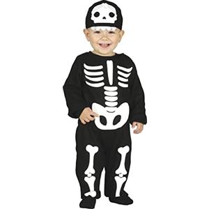 FIESTAS GUIRCA Costume da Scheletro - Tuta Nera Scheletro -Costume Halloween Bambino o Bambina 2-3 Anni
