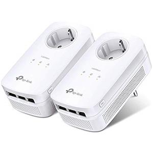 TP-Link TL-PA8030P KIT AV1300 Powerline Starter Kit, con presa pass-through, velocità fino a 1300 Mbps, 2x2 MIMO, HomePlug AV2, Green Powerline, Plug and Play, CPU Qualcomm, bianco, 3 porte Gigabit