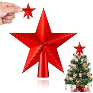 MAOSHYMS Mini Albero di Natale Topper Puntale Puntale per albero di Natale a Forma di Stella, per Decorazione Albero di Natales (Rosso E)