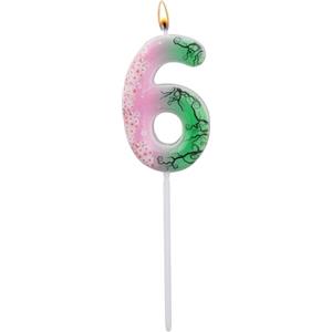SAVITA Candela Compleanno a Tema Strega, Candele Numeri Rosa e Verdi Graziosi Topper per Torta con Numeri Decorazioni e Articoli per Feste a Tema Strega Halloween Compleanno Perfetti(Numero 6)