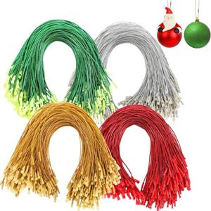 JUNEBRUSHS 600 ganci per ornamenti natalizi, ganci per ornamenti con cordino a scatto, per albero di Natale, feste, decorazioni da appendere, corde facili e veloci (oro, argento, rosso, verde)