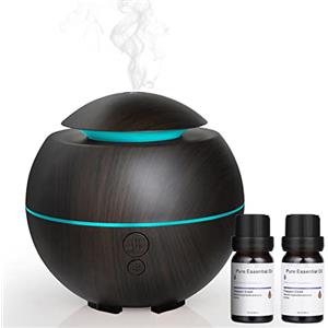 Simpeak Diffusore Atomizzatore di Oil Essenze 180 ml Umidificatore Diffusore di Aromi, 7 Luce LED Connessione USB per Casa e Ufficio Camera da Letto Sala Spa - Marrone Scuro