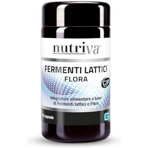 NUTRIVA Fermenti Lattici Flora, Integratore Alimentare a Base di Probiotici, Prebiotici e Fibre, Equilibrio della Flora Intestinale, Supporto dell'Apparato Digerente, Benessere Intestino 50 compresse