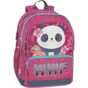 Franco Cosimo Panini WWF - Zaino Scuola Ufficiale WW per Bambini e Ragazzi, con 2 Ampi Spazi Centrali e 2 Tasche Frontali con Chiusura a Zip, Spallacci Regolabili e Imbottiti, Schienale Imbottito, 32x43Hx23 cm, Rosa