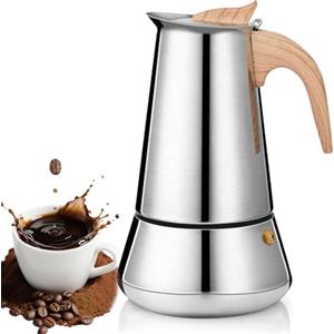 Romon Moka Caffettiera Acciaio Inox, Caffettiera per Induzione 350ml Compatibile con Gas e Induzione Macchina da Caffè Argenta per caffè espresso