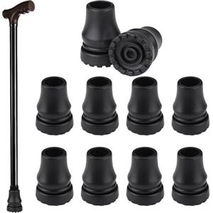 Fatiya 10 punte di ricambio in gomma da 3/4 pollici, resistenti per bastoni da passeggio, piedini antiscivolo neri, tappi terminali per anziani, anziani, donne, uomini, donne, escursionismo