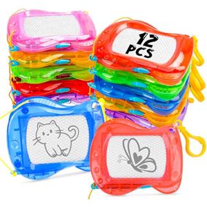 Kuvarix Kuvari Mini Lavagnetta Cancellabile Bambini, 12 Pezzi Lavagna Magnetica per Bam-bini, Lavagna per Bambini Come Portachiav, Lavagnetta Magnetica per Bam-bini per Feste, Piccoli Regali di Natale