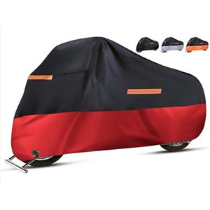 Eozakavod Telo Coprimoto Impermeabile per Esterno Copri Moto Tessuto Oxford Teli per Moto Resistente a Polvere/Anti-UV Copertura per Moto con Strisce Riflettenti per Scooter Motocicletta-245*105*125cm(Rosso)