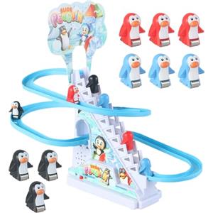 YRTUOP Giocattolo Scivolo PinguinI, Penguino Electric Penguin Traccia, Montagne Russe Con Musica E LED Gioco Di Corse Di Pinguini Per Bambini, Famiglia, Amici