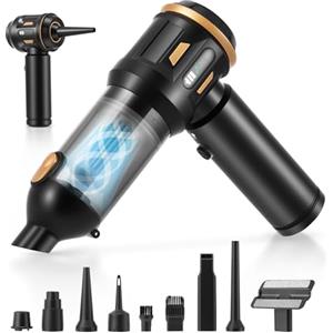Niktulo Aria Compressa pc 22000Pa Aspirapolvere Auto Portatile, 3 Velocità Aria Compressa Elettrico Batteria Da 6000mah,Aspirabriciole Senza Fili Mini Aspirapolvere Ricaricabile per Auto (nero)