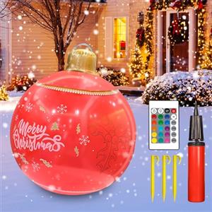 Rakuker Palle Natalizie Giganti, 60cm Palle di Natale Giganti da Giardino,Palla di Natale Gonfiabile,Pa-lle Gigan-ti Albero di Nata-le,Palline Nata-le Gigan-ti con Telecomando,Pompa,Picchetti,per Cortile Casa