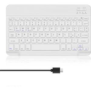 WAVATA Tastiera Bluetooth per iPad 10/10.2, Air 11, Xiaomi Pad 7, Ricaricabile Wireless Tastiera per Tablet (10.9/11 Pollici) iOS/Windows/Android, Ultra Sottile, Layout QWERTY, Bianco