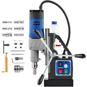 ZELCAN 1550W Trapano a Colonna Magnetico con 6 Punte 13000N Trapano Magnetico a Foratura di 50mm Corsa di 23cm 580 rpm Controllo Reversibile Velocità Continuo per Superfici Metalliche