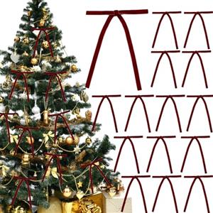 Yanmucy Fiocchi in velluto per albero di Natale, 24 fiocchi luccicanti per decorazioni dell'albero di Natale, fiocchi bordeaux per decorazioni per ghirlande natalizie, confezioni regalo, feste, scale