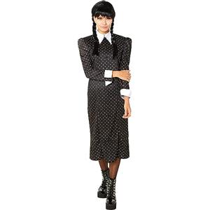 Rubie's Rubies Costume Mercoledì Addams per donna, abito nero stampato, ufficiale Wednesday per Halloween, carnevale, feste e cosplay