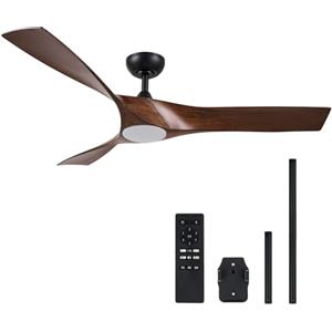 VONLUCE 132 CM Ventilatore da Soffitto con Luci e Telecomando 3 Pale in ABS Motore DC Reversibile Silenzioso a 6 Velocità Ventilatore da Soffitto Moderno per Cucina Camera Soggiorno Studio Patio, Noce