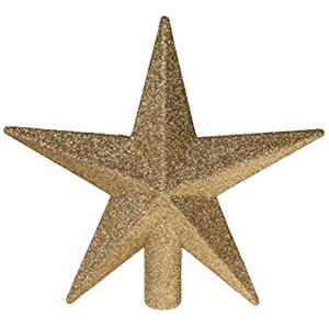 Clever Creations - Puntale per albero di Natale - decorazione natalizia a forma di stella in plastica infrangibile - oro con brillantini - 20 cm