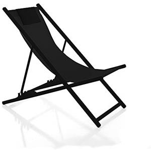 VERDELOOK | Sdraio Pieghevole in Metallo Nero 101x63x86cm, Serie Infinity, Arredo Giardino e Terrazzi