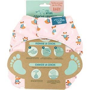 Feel Natural Ophelie Fox - Pannolino lavabile con inserto assorbente cucito per neonati da 3 a 17 kg, protezione impermeabile, per nascita, bambino riutilizzabile, igiene e apprendimento della pulizia