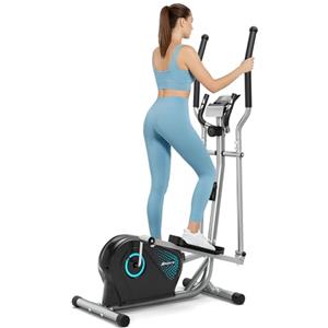 YOLEO Ellittica da Casa Silenziosa, 16 Livelli di Resistenza Regolabili, Volano da 6 kg, Sensore Cardiaco e Schermo LCD, Apparecchio Fitness Cardio Completo (Blu)
