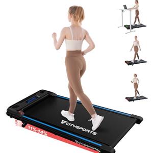 CITYSPORTS Tapis Roulant électrique 11 %-14 % inclinable - Tapis de Course compact avec LED & éclairage d'ambiance, 1-6 km/h, silencieux, télécommande, idéal maison et bureau (Blue)