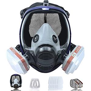 Facemoon Respiratore a Pieno facciale Kit Respiratore Maschera Antigas 18 in 1, Maschera Facciale Riutilizzabile con Filtro in Cotone Sostituibile Per Verniciatura a spruzzo, DIY lavoro, Agricoltura