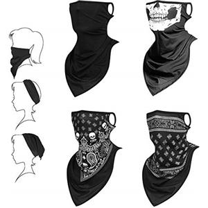 flintronic Multifunzione Fascia Bandana, 4 Pezzi Multiuso Fascia Bandana Viso, Passamontagna Collo Ghette, Elastica Scaldacollo Foulard Protezione UV per Ciclismo Biker Sport all'Aria Aperta