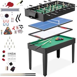 tectake® Tavolo Multigioco SirGameALot 15 in 1 Giochi da Tavolo, con Accessori, Struttura in MDF Resistente, 6 Superfici Autonome Impilabili, per Biliardo, Palline Ping Pong, Calcetto, Calcio Balilla
