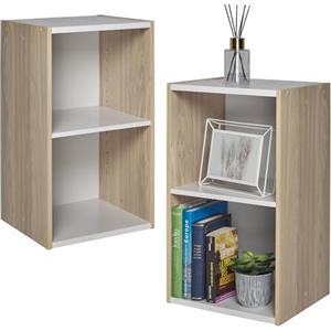 Iris Ohyama, Libreria a 2 scaffali, Lotto di 2 mobili d'appoggio, Modulabile - UB-6035 - Marrone Chiaro