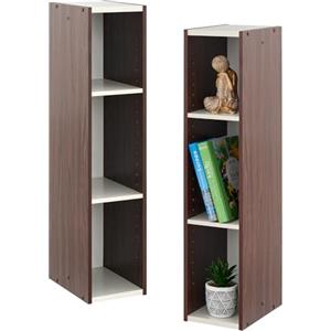Iris Ohyama, Mobile portaoggetti, Libreria, Lotto di 2 piccoli elementi con 3 ripiani modulari, Moderno, Libri, CD, Ufficio, Camera da letto, Soggiorno, UB-9020, Marrone