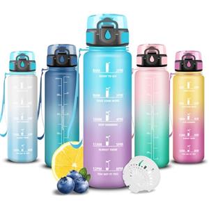 Grsta Borraccia- 500ml- Borracce Bambini, Boraccia Motivazionale, Boraccia Senza Perdite, Facile da Trasportare, Bottiglia Graduata, Facile da Pulire, Bottiglia per Fitness, Scuola, Bambina