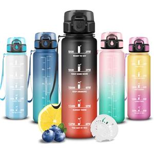 Grsta Borraccia, Borraccia 0,5 litri, Borracce Senza Perdite, Boraccia Motivazionale, Facile da Trasportare, Bottiglia Graduata, Bottiglia Acqua per Sport, Fitness, Campeggio, Bambina