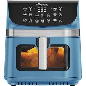 Tognana Iridea, Friggitrice ad aria 9L, doppia resistenza, display digitale, timer, 80-200°C, finestra, 2200W, Carta da zucchero