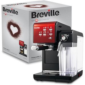 Breville Macchina per caffè ed espresso PrimaLatte II | Pompa italiana con 19 bar | adatta per caffè in polvere o cialde | Montalatte automatico integrato | Nero / rosso | VFC109X-01