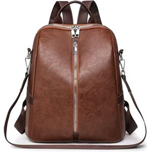 JSNOM Zaino Donna Elegante Antifurto: Borsa Zainetto Donna Pelle Piccola Impermeabile Daypack per Universitá Scuola Shopping Lavoro Casual (Marrone)