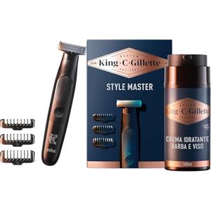 Gillette King C. Gillette Style Master, Regolabarba Uomo Senza Fili Per Regolare, Rifinire E Radere La Barba Incolta Con Lama 4D E Crema Idratante Barba E Viso Con Complesso Di Vitamina B3 E B5 100 ml