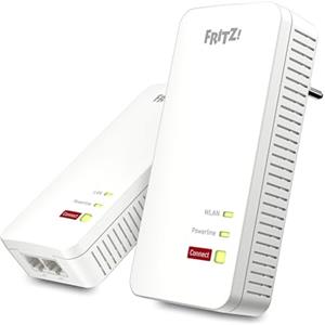 FRITZ!Powerline 1240 AX WLAN Set Edition International, Kit extender per rete elettrica fino a 1.200 Mbit/s, Wi-Fi integrato fino a 600 Mbit/s, Mesh, Access Point, Interfaccia in italiano
