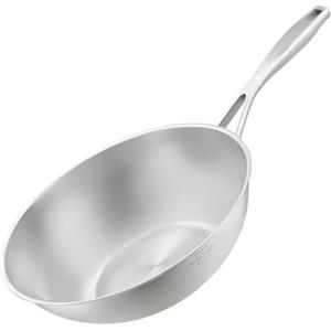 SILBERTHAL Wok acciaio inox 18/10 - Saltapasta 28 cm - Padella wok induzione - Pentola wok professionale
