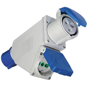 Fanton 73107, Adattatore Industriale da Spina CEE 16A a Presa Bipasso 16A Universale, IP44 per Officine, Cantieri e Uso Esterno
