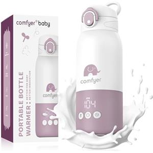 Comfyer Scaldabiberon Portatile, Riscaldamento Rapido e Lunga Durata della Batteria, 2 Modalità per Latte Materno e Acqua, Grande Capacità di 340ml per Tutto il Giorno