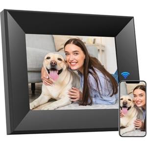 BWJBSW Cornice Digitale 8 pollici, BWJBSW WiFi Smart Cloud Cornici Elettronica in Legno, HD IPS Schermo Touch da 1280x800, 16GB di Memoria, Auto Rotazione, Condividi Foto e Video con la Famiglia e Amico