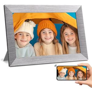 BWJBSW Cornice Digitale 10 Pollici, WiFi Cornice Foto Digitale con 32GB Memoria, HD IPS Touchscreen, La Cornice Elettronica Condivide Foto/Video via App, Supporta Sveglia, Auto-Rotazione, 64GB SD Card